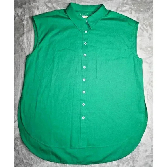 Anthropologie Maeve Green Button Down Tank Top MP - Picture 1 of 9
